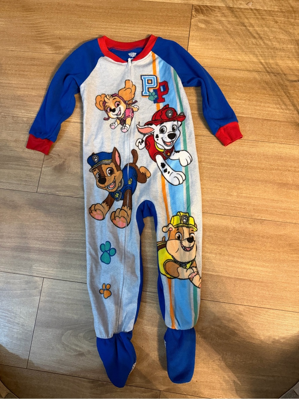 Nickelodeon Paw Patrol Blue, White & Red Footed One-Piece